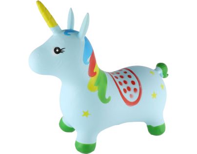 Teddies Hopsadlo modrý jednorožec výška sedla 28 cm