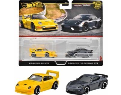 Hot Wheels Angličák Premium 2 ks Porsche 993 GT2 a Porsche 718 cayman GT4
