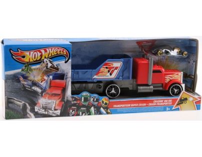 Hot Wheels Havarující tahač červená kabina