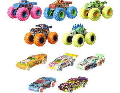 Hot Wheels Monster Trucks svietiaci v tme angličák & truck