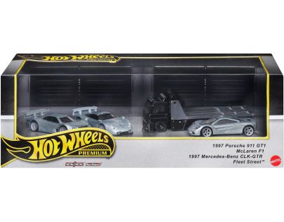 Hot Wheels Premium Angličák s týmovým ťahačom 3 ks - Závod le Mans