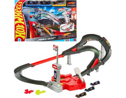 Hot Wheels JDY15 Racing Formula 1 Štartovacia dráha, F1 sada s 3 angličákmi