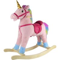 Hojdací kôň ružový - výška sedadla 46 cm, zvukové efekty koňa, pohyblivá sánka a chvost