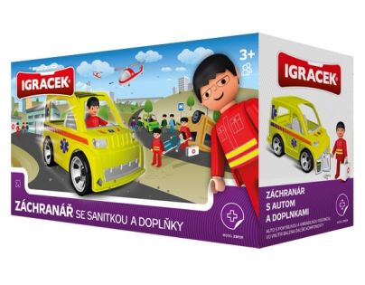 IGRÁČEK 23019 - Záchranář se sanitkou a doplňky
