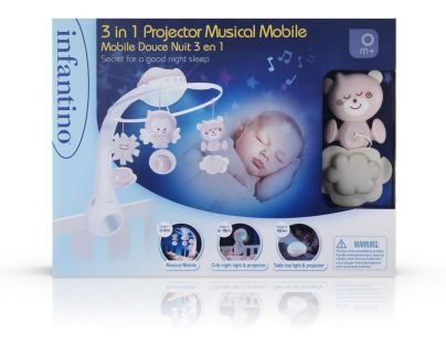 Infantino Hudobný kolotoč s projekciou 3v1 Dusty Pink