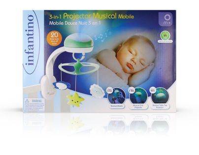 Infantino Hudobný kolotoč s projekciou 3v1 zelený