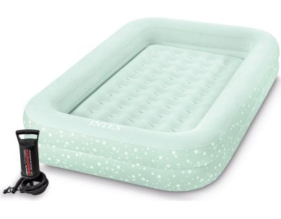 Intex 66810 Nafukovací postel Travel 168x107x25cm světle zelená s hvězdičkami - Poškodený obal