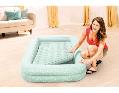 Intex 66810 Nafukovací postel Travel 168x107x25cm světle zelená s hvězdičkami - Poškodený obal