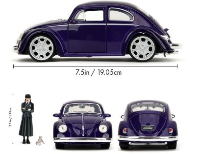 Jada Wednesday auto 1972 VW Beetle 1:24 a figúrka Wednesday
