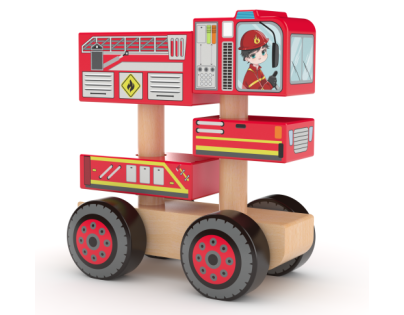 J'ADORE Hasičské auto drevená skladačka