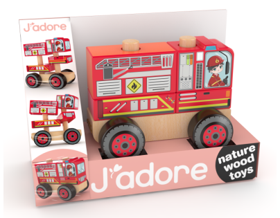 J'ADORE Hasičské auto drevená skladačka