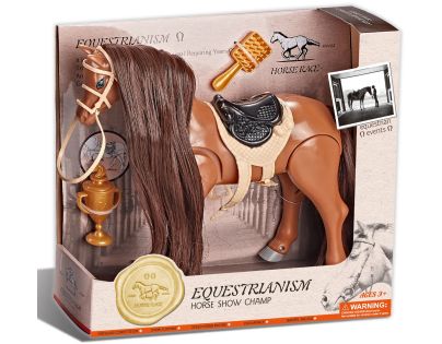 Jazdecký kôň hnedý s príslušenstvom so zvukom - Hipický šampión