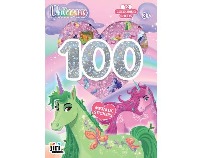 Jiri Models 100 metalických samolepiek s omaľovánkovými listami Jednorožce