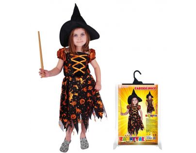 Rappa Karnevalový kostým Čarodejnica halloween s klobúkom veľ. S