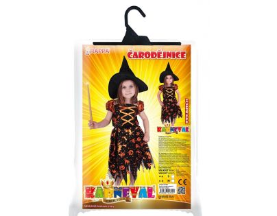Rappa Karnevalový kostým Čarodejnica halloween s klobúkom veľ. S