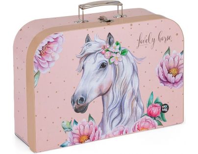 Kartón P+P Kufrík lamino 34 cm Kôň s kvetinami