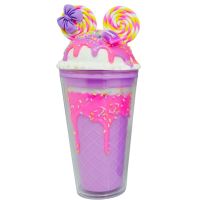 Kelímok s viečkom a slamkou Myška 480ml fialový