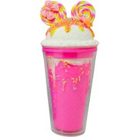 Kelímok s viečkom a slamkou Myška 480ml růžový