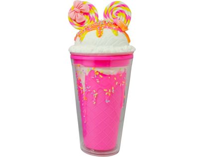 Kelímok s viečkom a slamkou Myška 480ml růžový