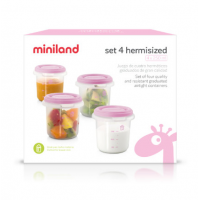 Miniland Tégliky na jedlo s viečkom Pink 4 ks 3