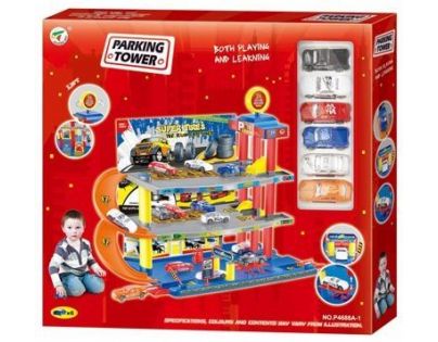 KidsHome Garáž 2 patra s dráhou a 6 aut - Poškozený obal