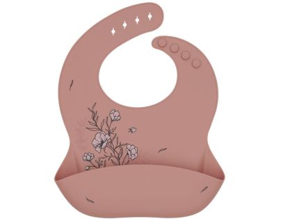 KikkaBoo Podbradník s vreckom Platinum Silicone Flora Blush