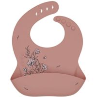 KikkaBoo Podbradník s vreckom Platinum Silicone Flora Blush