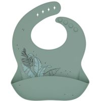 KikkaBoo Podbradník s vreckom Platinum Silicone Flora Sage