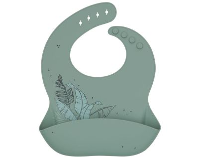 KikkaBoo Podbradník s vreckom Platinum Silicone Flora Sage