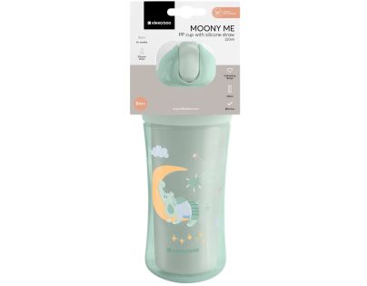KikkaBoo Hrnček so silikónovou slamkou 220ml 8m+ Moony me Mint