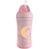 KikkaBoo Hrnček so silikónovou slamkou 220ml 8m+ Moony me Pink 2