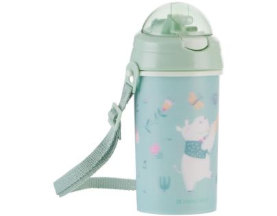 KikkaBoo Hrnček so silikónovou slamkou a popruhom 450ml Music Fest Mint
