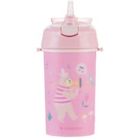 KikkaBoo Hrnček so silikónovou slamkou a popruhom 450ml Music Fest Pink