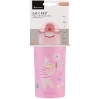 KikkaBoo Hrnček so silikónovou slamkou a popruhom 450ml Music Fest Pink 4
