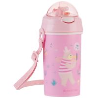 KikkaBoo Hrnček so silikónovou slamkou a popruhom 450ml Music Fest Pink 3