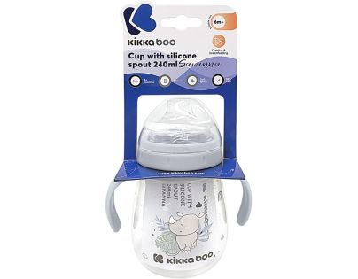 KikkaBoo Hrnček so silikónovým náustkom 240ml Savanna Blue