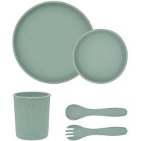 KikkaBoo Jedálenská sada 5-dielna Platinum Silicone Sage 2