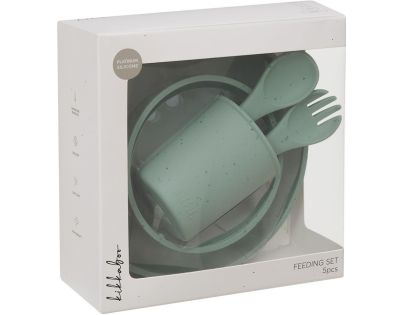 KikkaBoo Jedálenská sada 5-dielna Platinum Silicone Sage