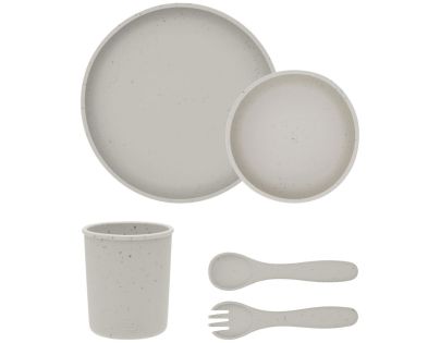 KikkaBoo Jedálenská sada 5-dielna Platinum Silicone Sand