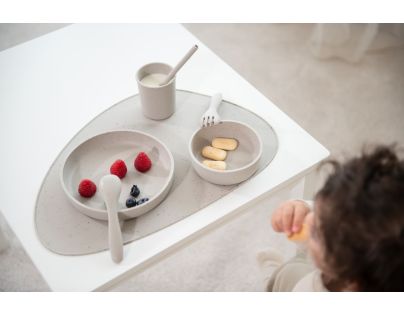 KikkaBoo Jedálenská sada 5-dielna Platinum Silicone Sand