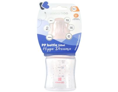 KikkaBoo Dojčenská fľaša 120ml 0m+ Hippo Dreams Pink