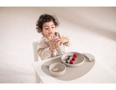 KikkaBoo Fľaša so slamkou Platinum Silicone Sand