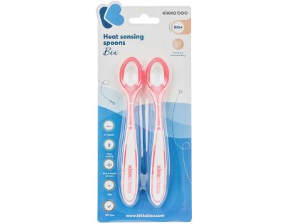 KikkaBoo Lyžičky s tepelným senzorom 2ks Boo Pink