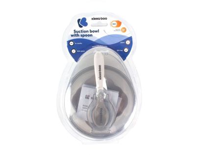KikkaBoo Miska s prísavkou, viečkom a lyžičkou Beige