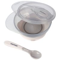 KikkaBoo Miska s prísavkou, viečkom a lyžičkou Beige 3