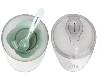 KikkaBoo Miska s prísavkou, viečkom a lyžičkou Mint