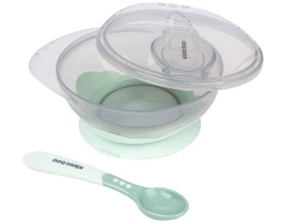 KikkaBoo Miska s prísavkou, viečkom a lyžičkou Mint