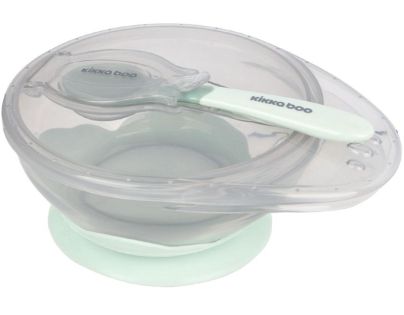 KikkaBoo Miska s prísavkou, viečkom a lyžičkou Mint