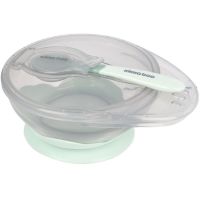 KikkaBoo Miska s prísavkou, viečkom a lyžičkou Mint