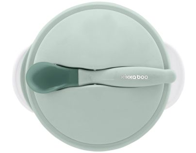 KikkaBoo Miska s prísavkou, viečkom a lyžičkou s tepelným senzorom Mint